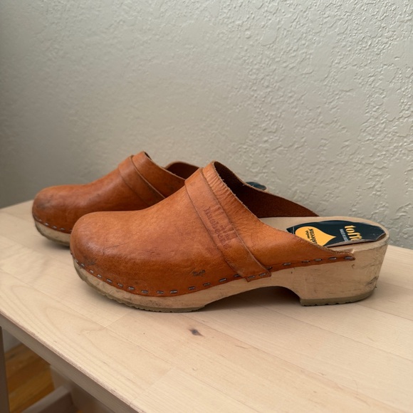 EU 40 Swedish Hasbeens Tan Leather Mules - Picture 3 of 6
